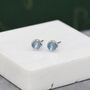 Sterling Silver Genuine Aquamarine Bezel Stud Earrings, thumbnail 4 of 12