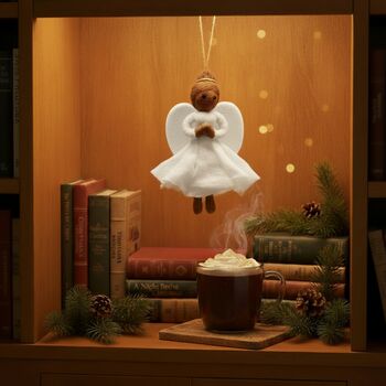 Christmas Black Angel Fair Trade Handmade Felt, 6 of 6