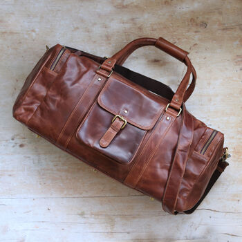 Brown Leather Travel Holdall Bag, 2 of 6