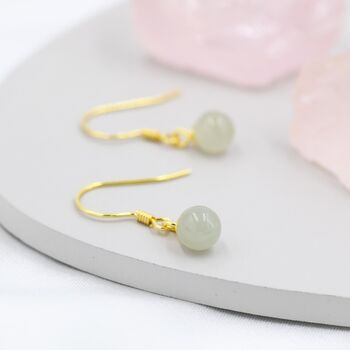Natural Jade Hook Earrings In Sterling Silver, 6 of 12