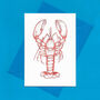 Hand Drawn Red Lobster Illustrated Blank Greeting Card, thumbnail 4 of 11