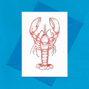 Hand Drawn Red Lobster Illustrated Blank Greeting Card, 4 of 11