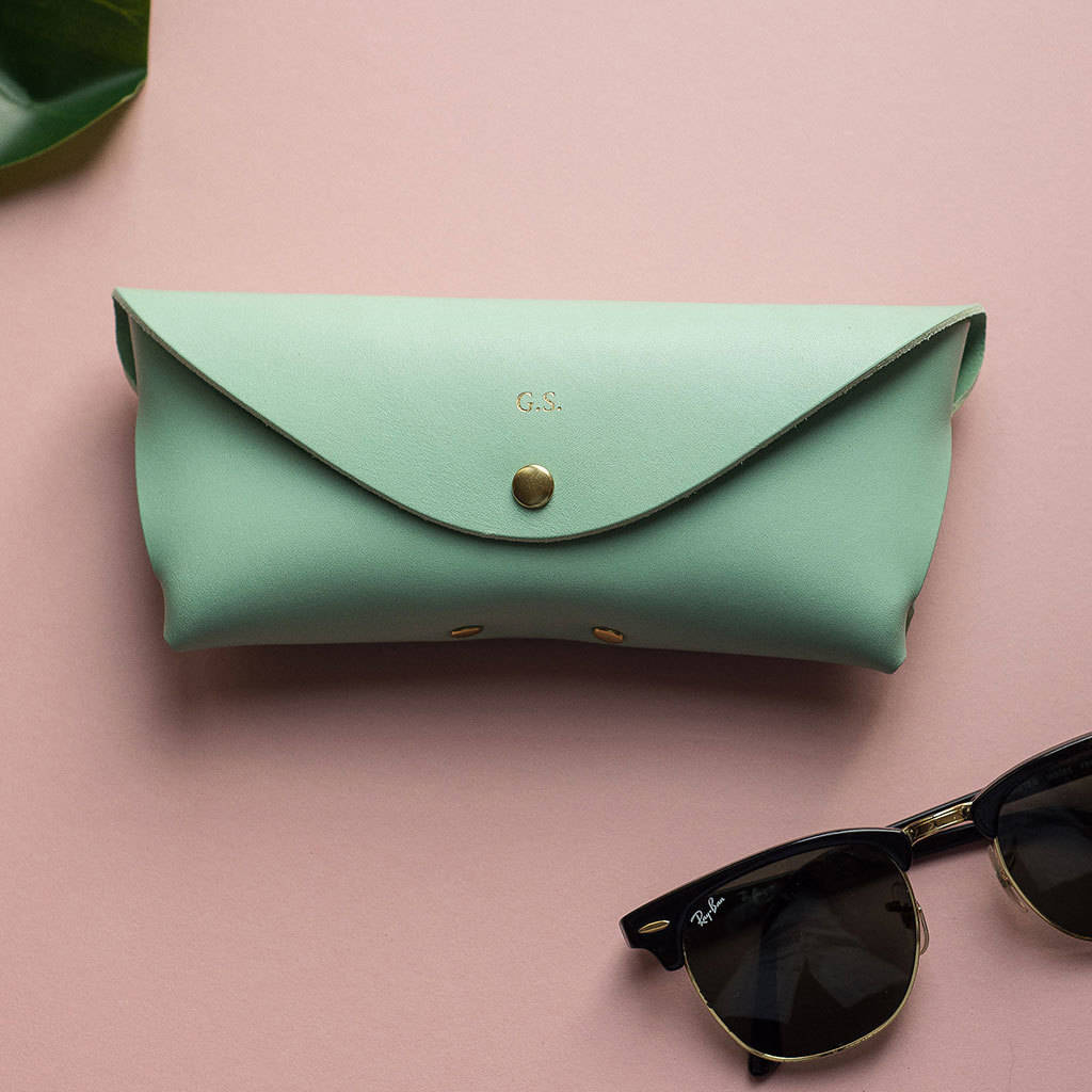 personalised coloured leather glasses case by create gift love