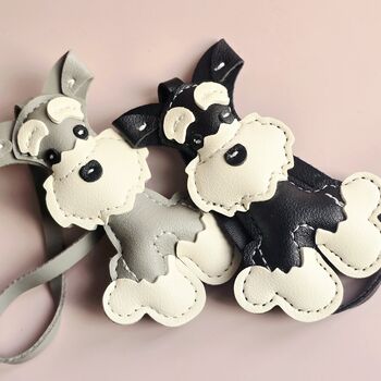 Faux Leather Schnauzer Dog Bag Charm, 2 of 3