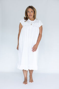 Women's Personalised White Cotton Rosebud Nightdress, 3 of 7