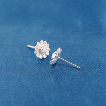 Sterling Silver Floral Burst Stud Earrings, 5 of 7