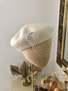 Ivory Beret With Optional Veil And Accessories, 7 of 12