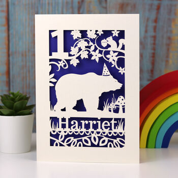 Personalised Papercut Bear Birthday Card, 7 of 8