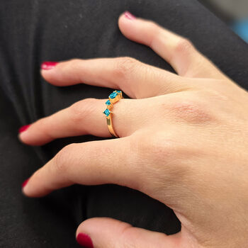 Gold Vermeil Ring With Minimalist Aquamarine Gemstones, 3 of 6