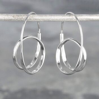 Double Loop Gold Plated Silver Hoop Earrings, 6 of 7