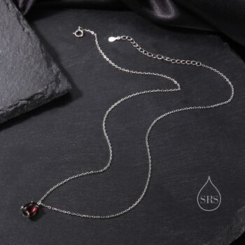 Genuine Garnet Pear Necklace In Sterling Silver, 4 of 12