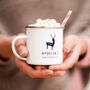 Reindeer Personalised Christmas Enamel Mug, thumbnail 4 of 5