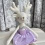 Christmas Linen Ballerina Reindeer Soft Toy, thumbnail 3 of 9