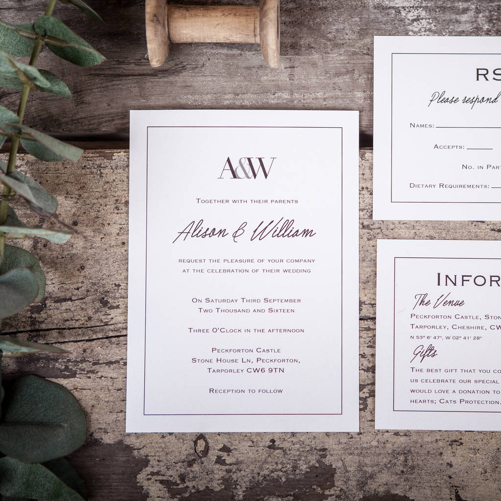 Monogram Wedding Stationery By Emmy Designs | notonthehighstreet.com