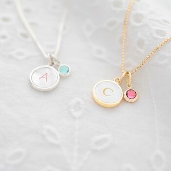 Buy Esme Birthday Disc and Birthstone Personalised Name Necklace Initial  Jewellery Gift for Her Birthday Gift Bloom Boutique Online in India - Etsy