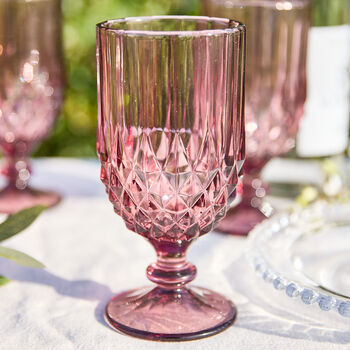 Set Of Four Amethyst Diamond Embossed Wine Goblets, 3 of 7
