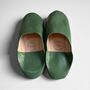 Handmade Moroccan Matcha Green Leather Babouche Slippers, thumbnail 5 of 5