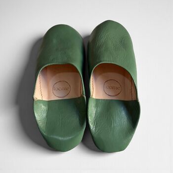 Handmade Moroccan Matcha Green Leather Babouche Slippers, 5 of 5