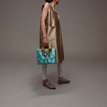 Turquoise Silk Satin Handbag, 2 of 3