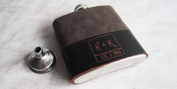 Customised Monogram Leather Hip Flask, 7 of 7