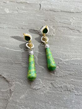 Heba Green Snd Gold Earrings, 2 of 3