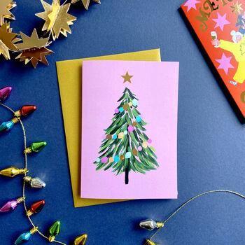 Christmas Tree Gold Foiled Greeting Card, 2 of 6