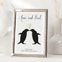 Personalised Penguins Wedding Print, thumbnail 3 of 5