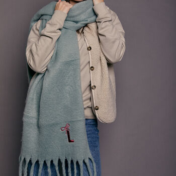 Embroidered Personalised Bow Initial Scarf, 7 of 7