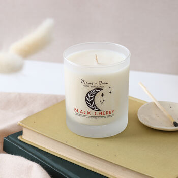 Black Cherry Scented Soy Wax Candle In Glass Jar, 2 of 8