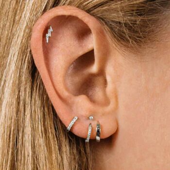 Sterling Silver Lightning Bolt Stud Tragus Or Helix, 3 of 9