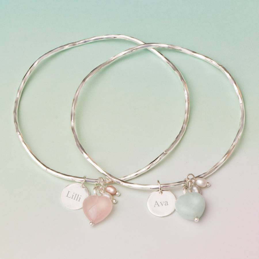 Maja Stone Heart Personalised Silver Bracelet