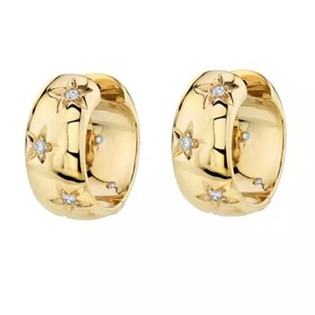 Thick Starry Silver Hoops, 2 of 2