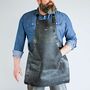 Personalised Black Buffalo Leather Apron With Pockets, thumbnail 3 of 7