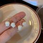 Savannah White Gold Ribbon Bow Flower Shell Gift Charm Earrings, thumbnail 2 of 3