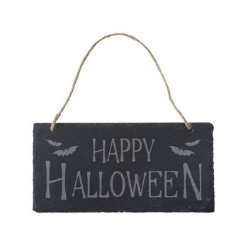 Hanging Illustrated Slate Sign 'Happy Halloween', 2 of 2