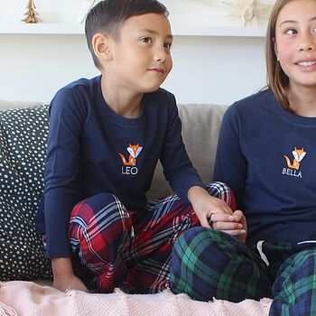Personalised Nordic Fox Christmas Family Pyjamas, 9 of 11