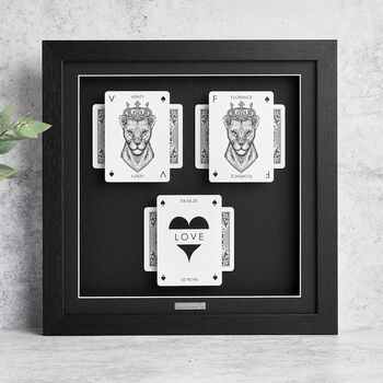 Personalised Lesbian Couples Gift Royal Lioness Playing Cards Frame, 3 of 9