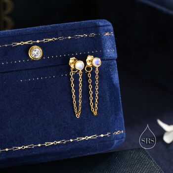 Sterling Silver Moonstone And Chain Ear Jacket, 3 of 11
