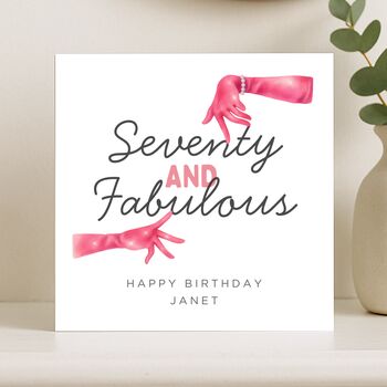 70th Birthday Card For Her, Seventy And Fabulous Funny Custom Card, 7 of 8