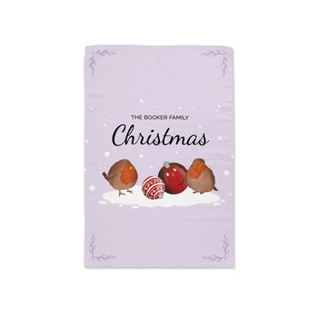 Personalised Robin Baubles Tea Towel, 4 of 6