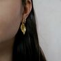 Textured Leaf Stud Earrings In 16 K Gold And 925 Sterling Silver, thumbnail 2 of 12