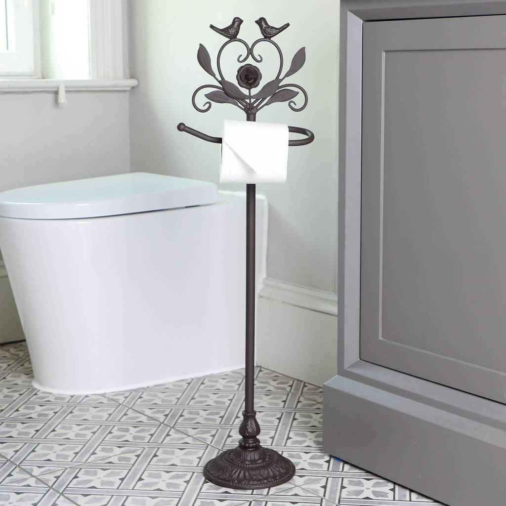 Love Birds Cast Iron Standing Toilet Roll Holder By Dibor