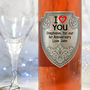 I Love You Personalised Wine With Pewter Label, thumbnail 2 of 8