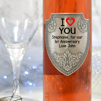 I Love You Personalised Wine With Pewter Label, 2 of 8