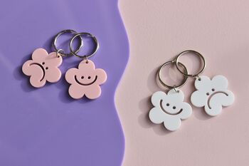 Daisy Keyring Charm Set With Smiley And Grumpy Faces, 3 of 5