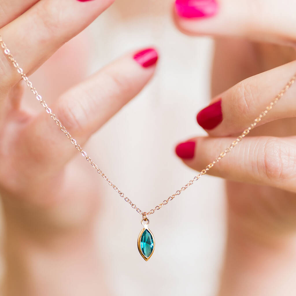 Marquise Swarovski Crystal Birthstone Pendant Necklace, 1 of 10