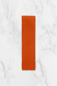 Wedding Handmade 100% Polyester Knitted Tie In Orange, 6 of 8