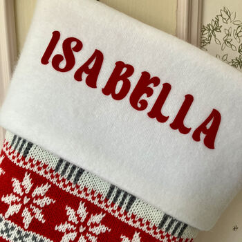 Personalised Nordic Knitted Christmas Stocking, 2 of 5