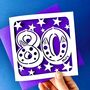 Big Number Personalised 80th Birthday Card, thumbnail 2 of 4