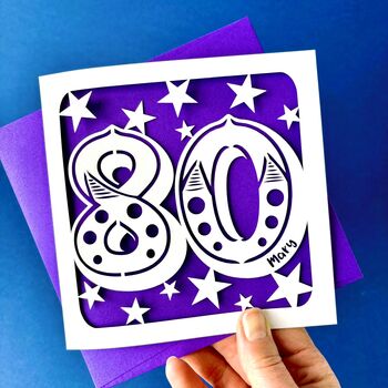 Big Number Personalised 80th Birthday Card, 2 of 4